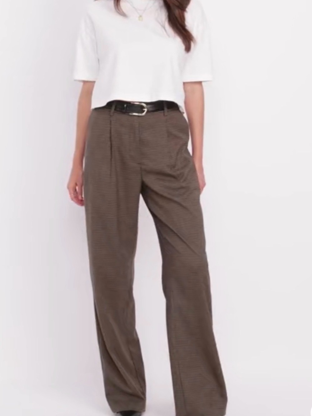 Old Navy Brown Houndstooth Extra High-Waisted Taylor Wide Leg Trouser Pants 00